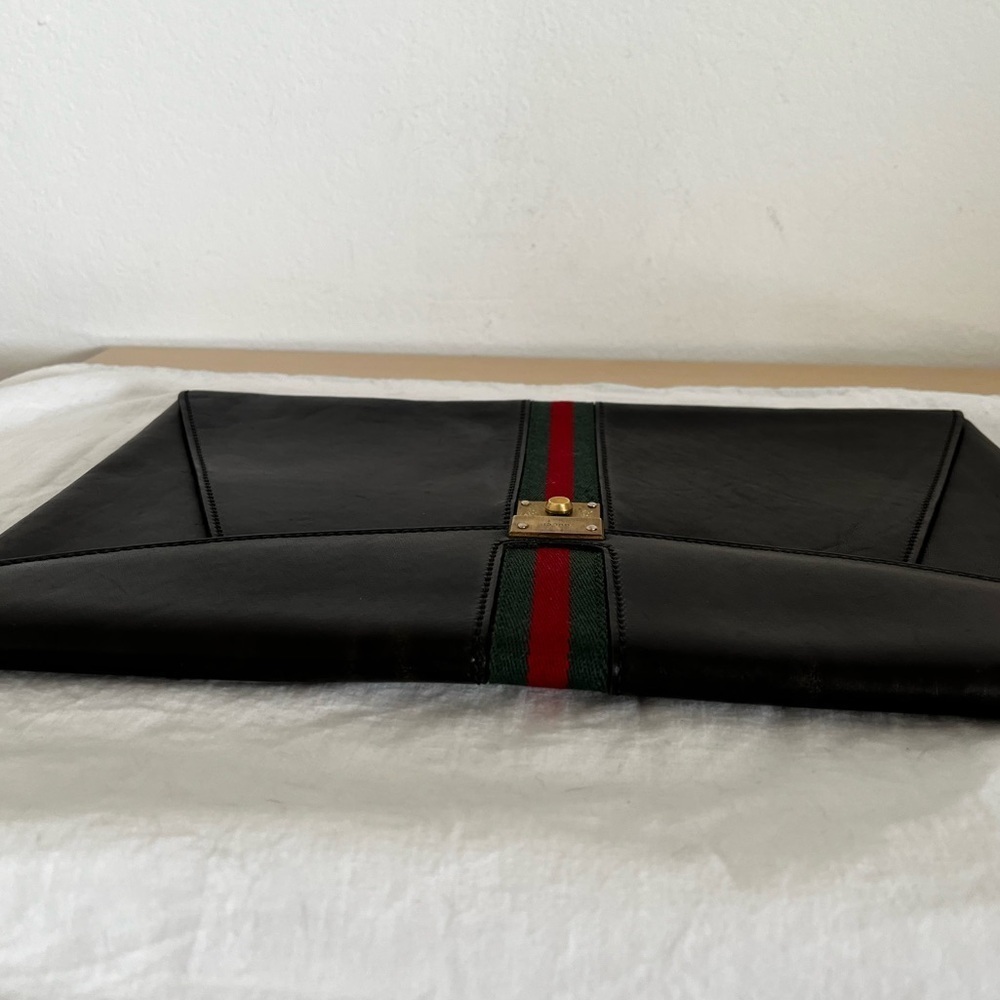 Rare Gucci Sherry Line Laptop Document Envelope Clutch Black 1970-80 - Picture 6 of 14